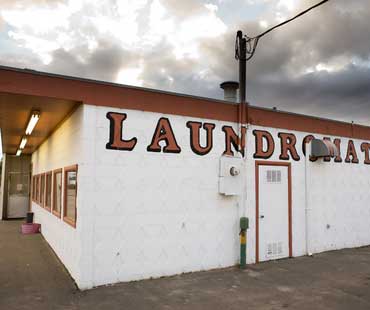 a photo of a laundromat